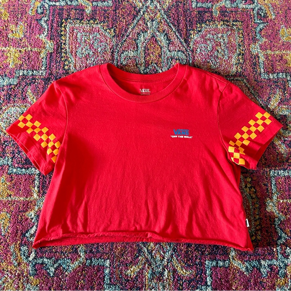 Red Vans cropped tee, size M